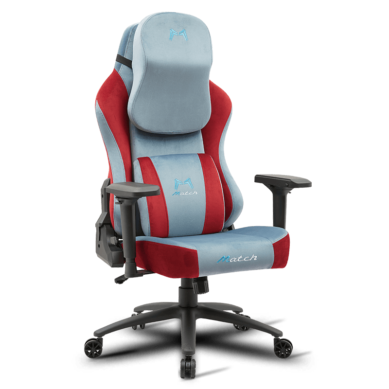 Cadeira para jogos de tecido aveludado MC-9106 com apoio de braço ajustável 4D
