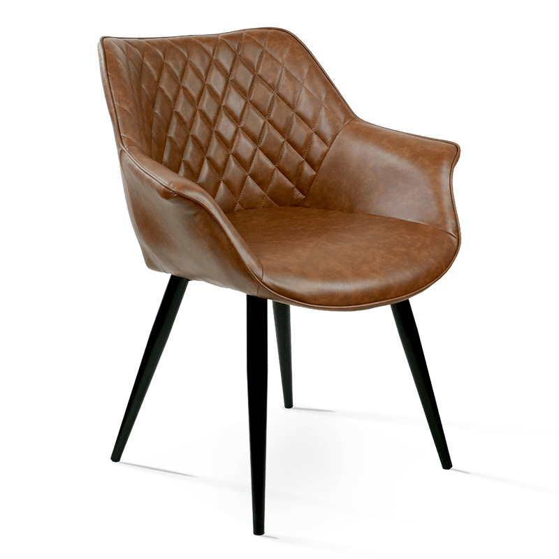 Cadeira de jantar retrô de couro sintético MC-2108 com braços