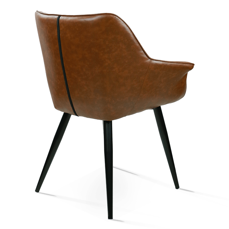 Cadeira de jantar retrô de couro sintético MC-2108 com braços