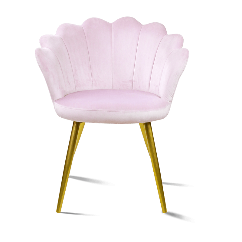 MC-2105 Cadeira de jantar em tecido de veludo em forma de concha rosa MC-2105